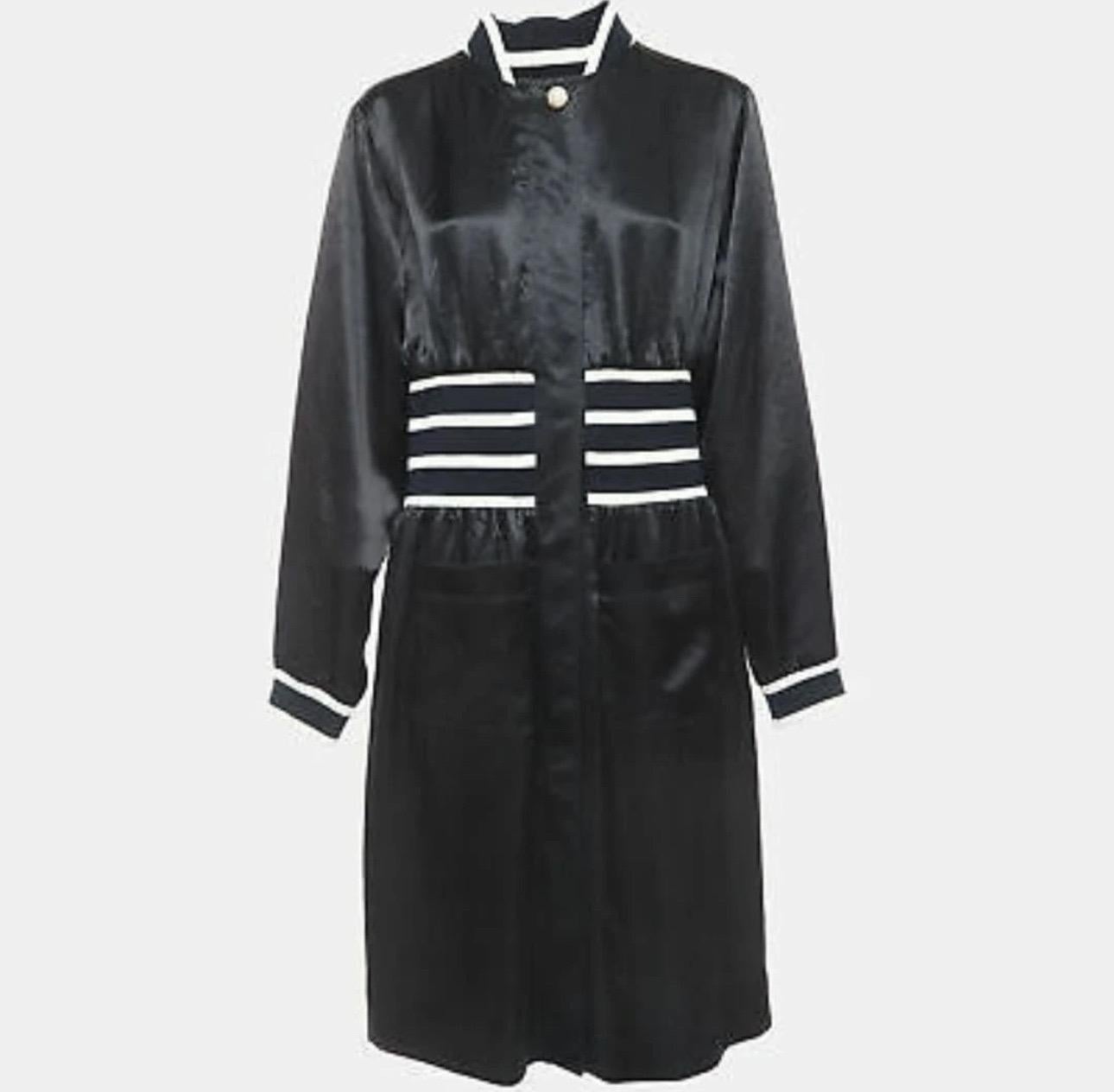 Nero Chanel - Vestito midi in crepe nero con zip frontale - sz.38 in vendita