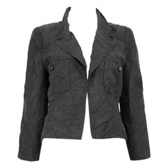 Chanel Black Crinkle Detail CC Logo Button Jacket Size M