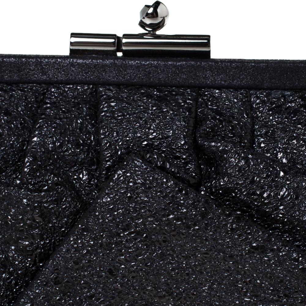 Chanel Black Crinkled Leather Monte Carlo Clutch 6