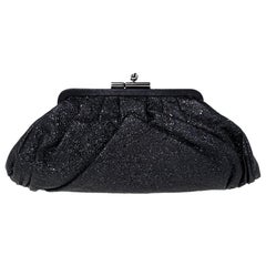Chanel Black Crinkled Leather Monte Carlo Clutch