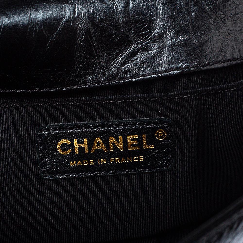 Chanel Black Crinkled Leather Small Chain Boy Flap Bag 1