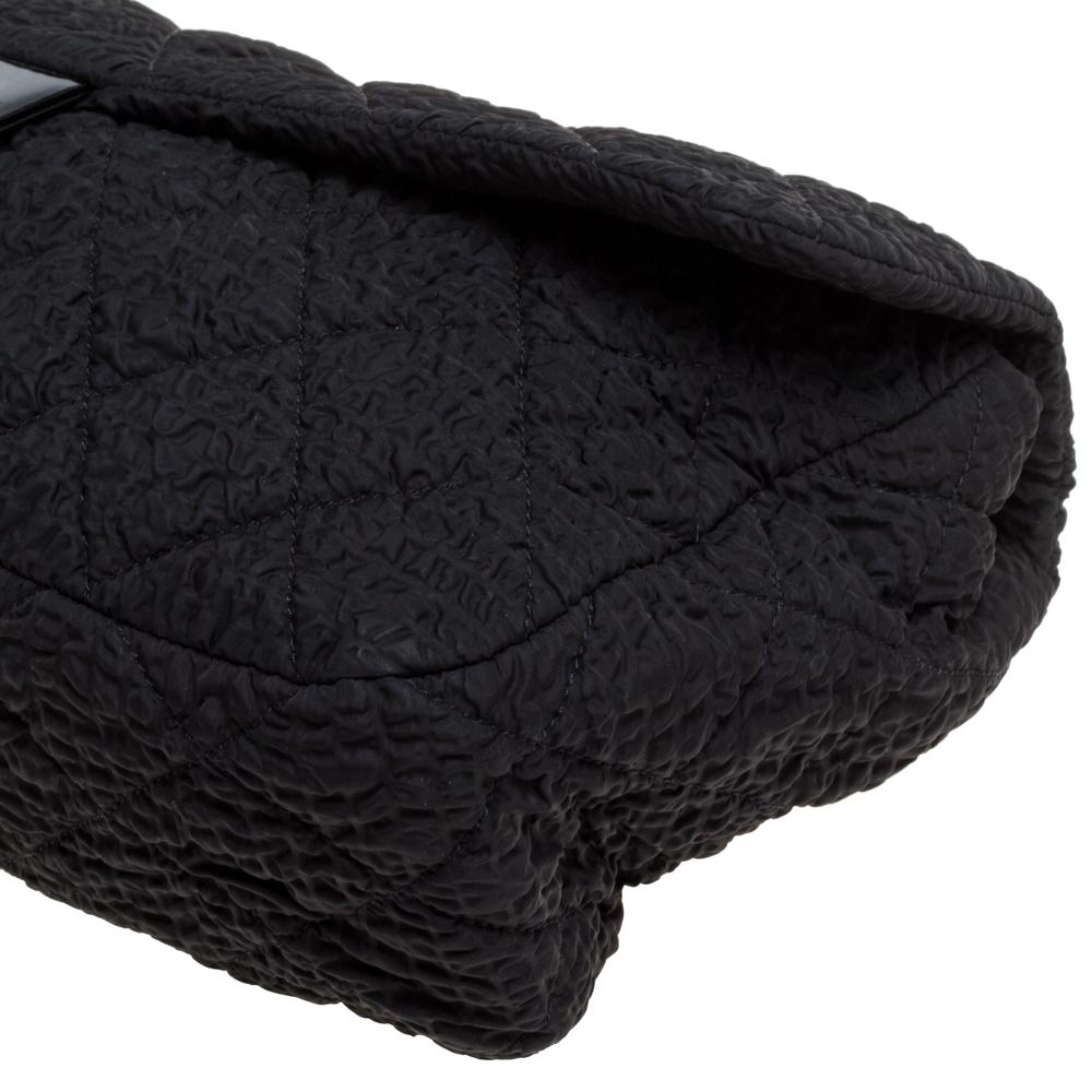 Chanel Black Crinkled Nylon CC Flap Chain Bag 6