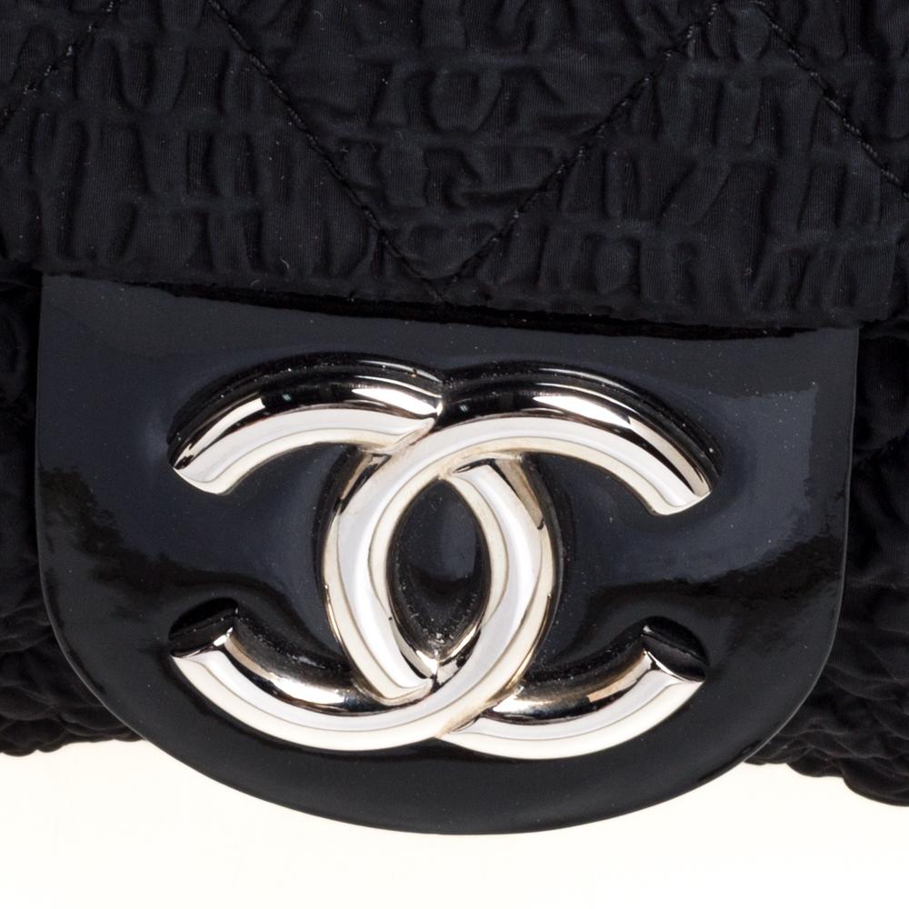 Women's Chanel Black Crinkled Nylon CC Flap Chain Bag
