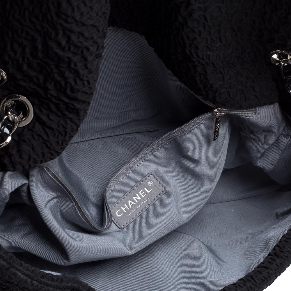 Chanel Black Crinkled Nylon CC Flap Chain Bag 3