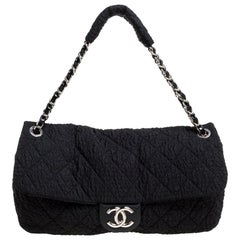 Chanel Black Crinkled Nylon CC Flap Chain Bag