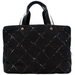 Chanel Black Criss Cross Large tote Duffle Bag