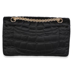 Chanel Black Croc Satin Medium Reissue 225 Flap Bag