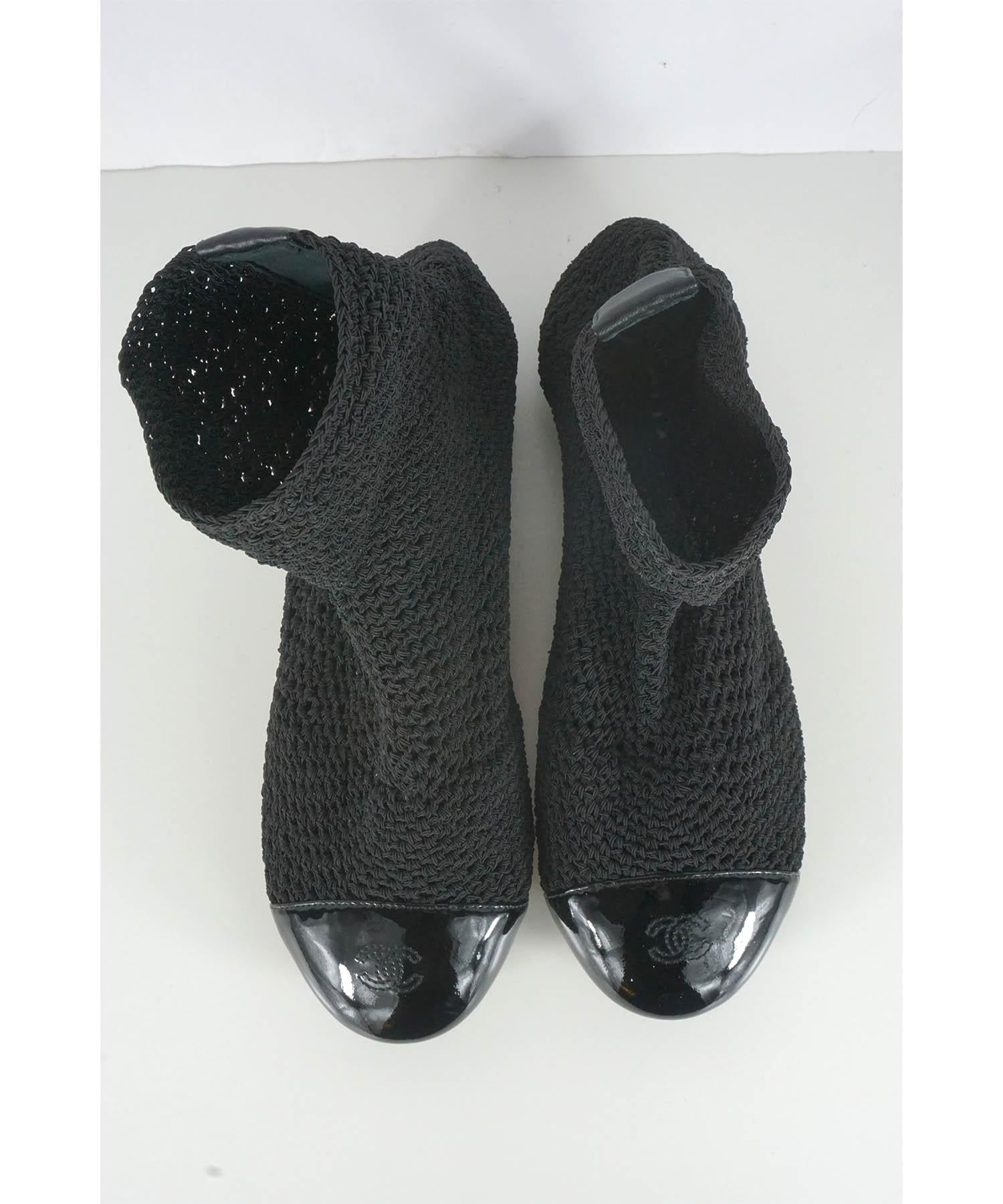 chanel sock boots black