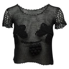 Chanel Black Crochet Short Sleeve Top