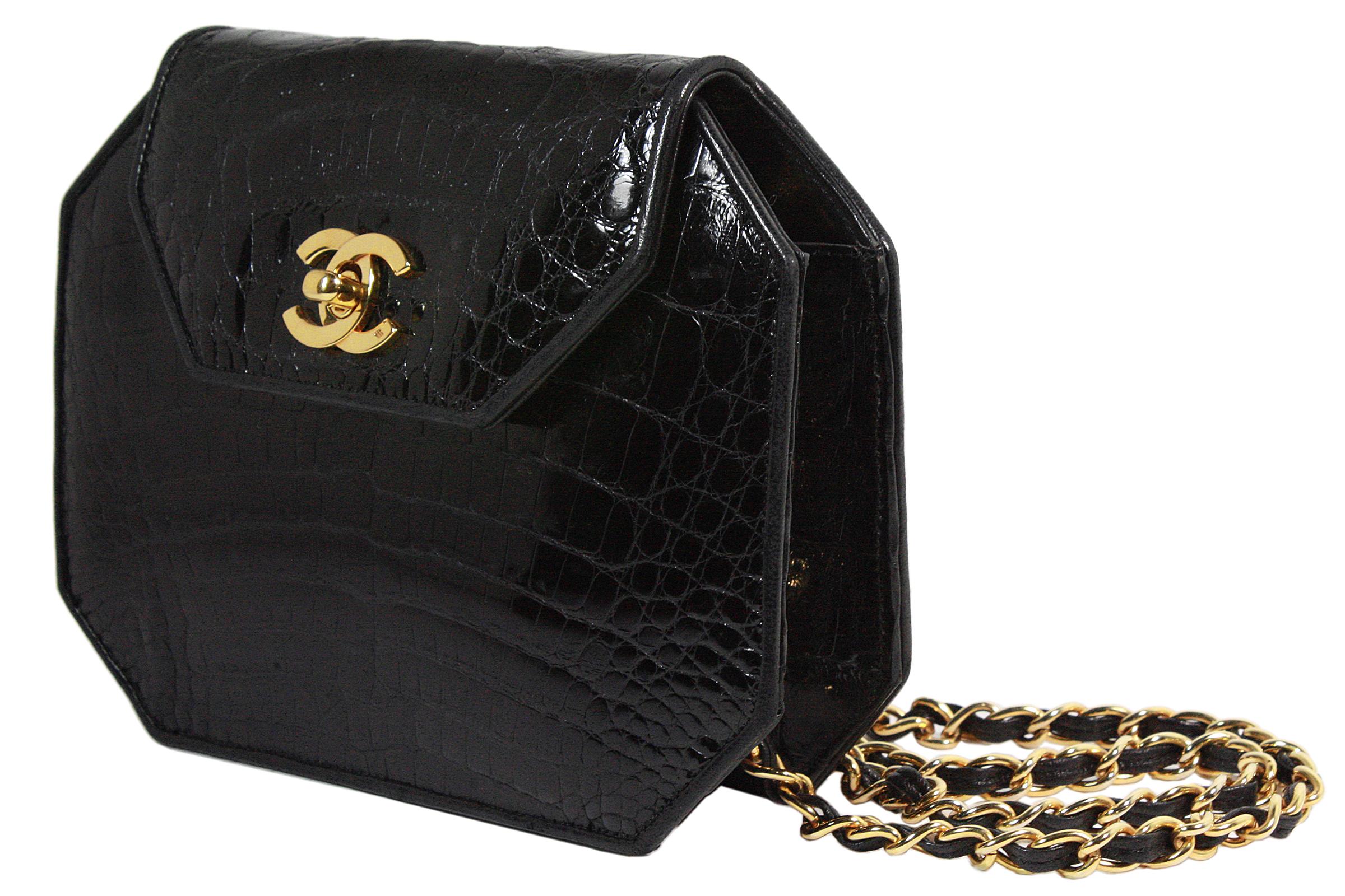 Women's Chanel Black Crocodile Crossbody Bag