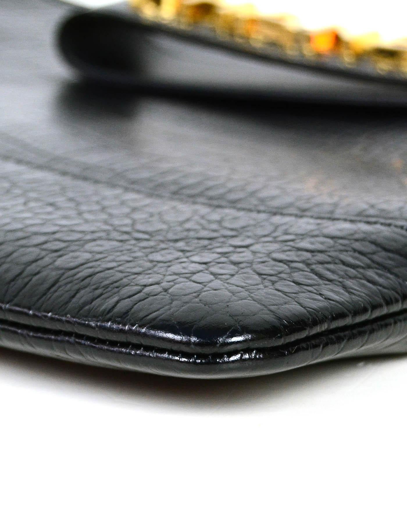 Chanel Black Crocodile Embossed Gabrielle O-Case Wristlet Pouch/ Clutch Bag In New Condition In New York, NY