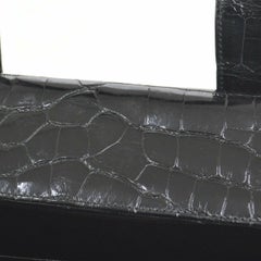 Chanel Black Crocodile Exotic Leather Silver Top Handle Satchel Bag