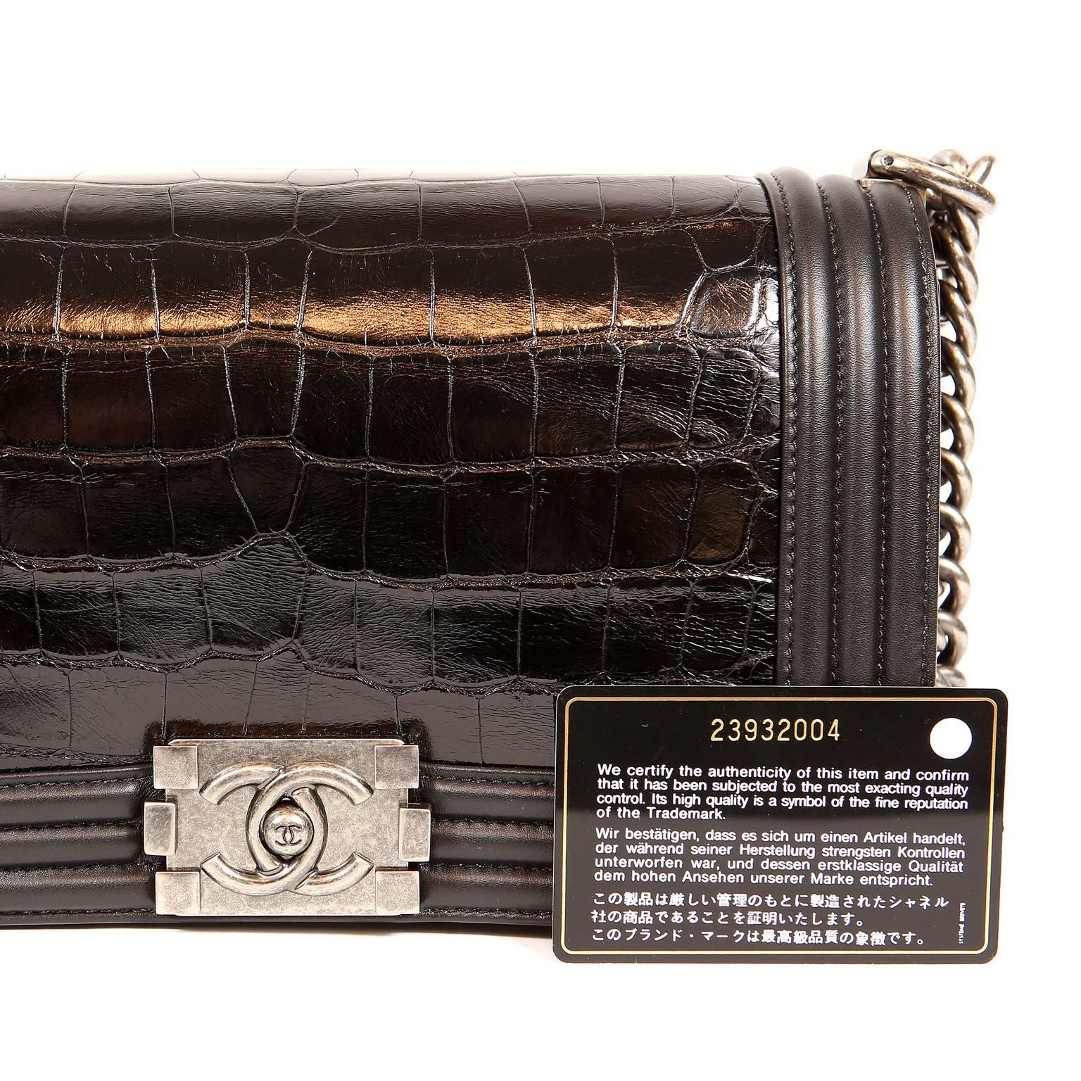 Chanel Black Crocodile Medium Boy Bag 6