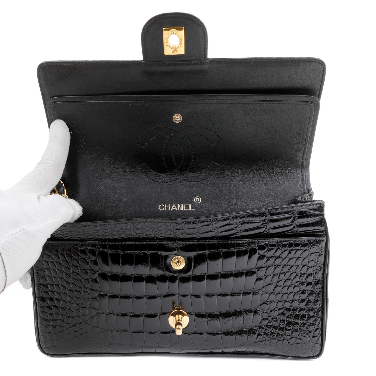 Chanel Black Crocodile Medium Classic Flap with Gold Hardware 1