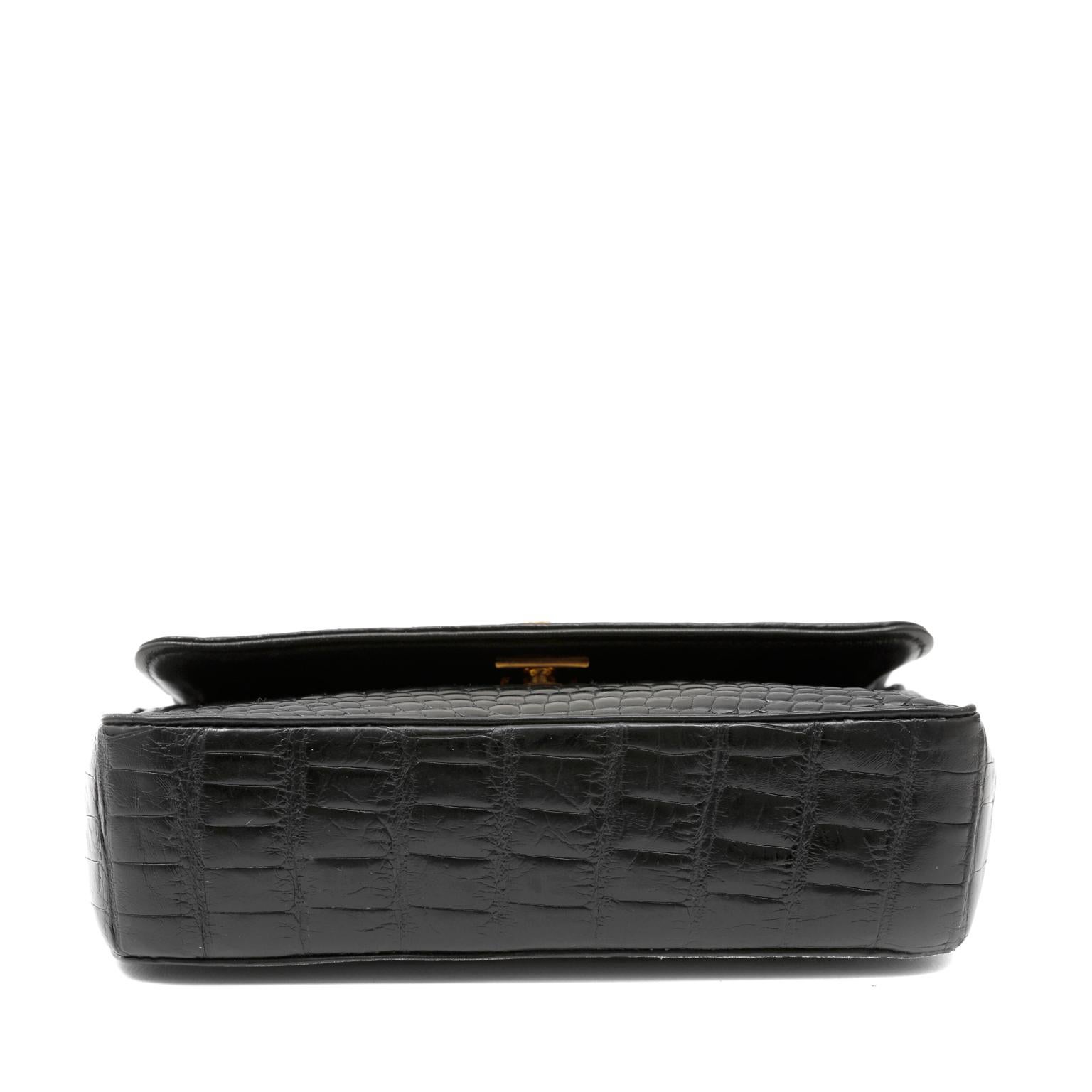 Women's Chanel Black Crocodile Mini Classic Flap Bag