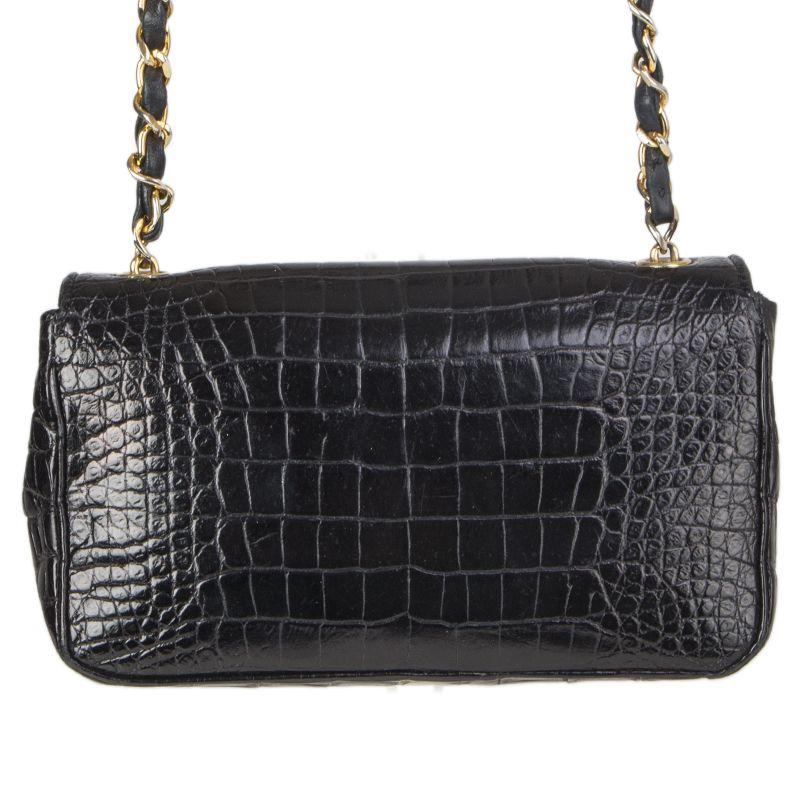 Black Chanel black Crocodile MINI FLAP CC Shoulder Cross Body Bag