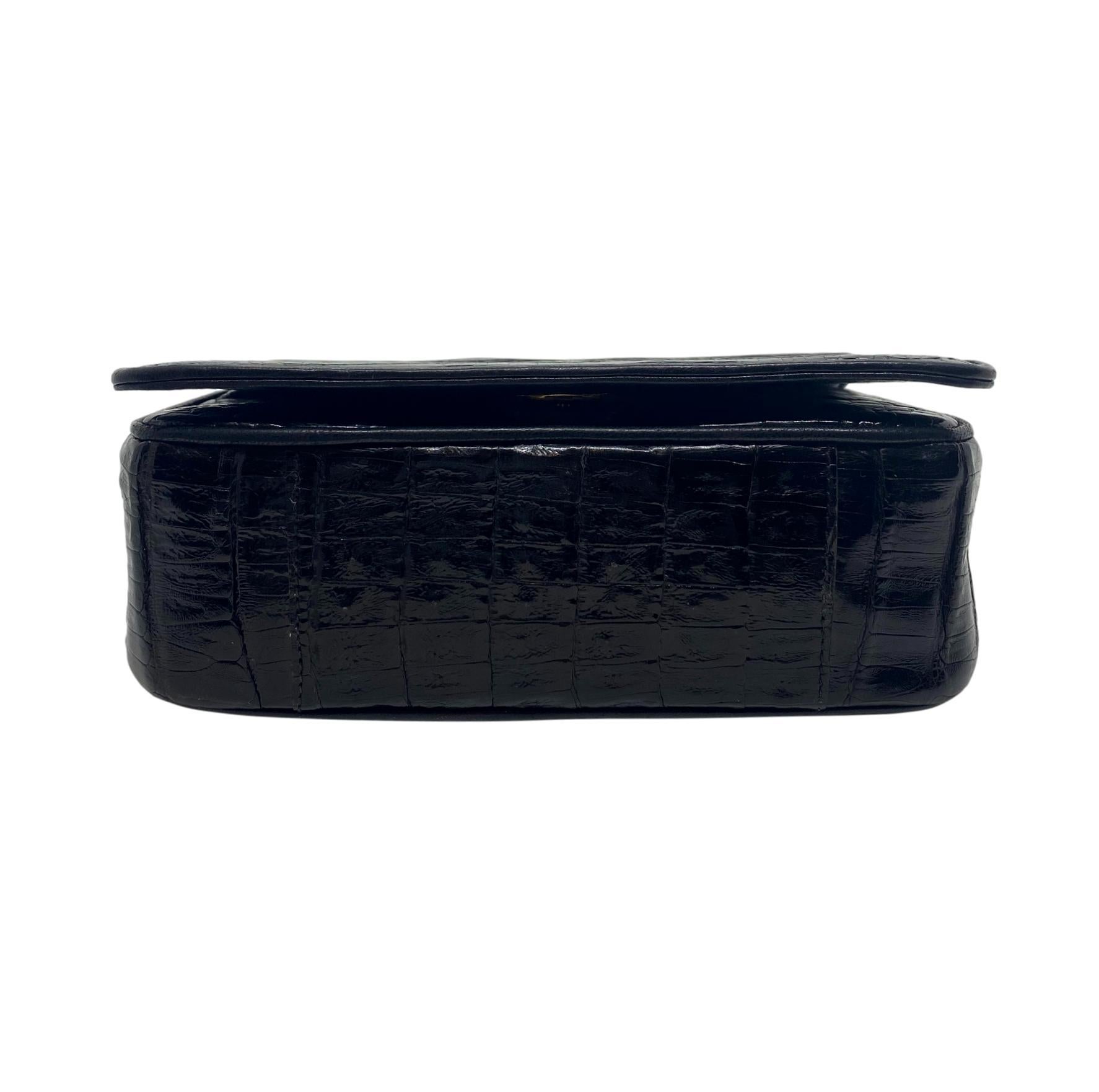Chanel Black Crocodile Vintage Camera Tassel Bag with Gold Hardware 2