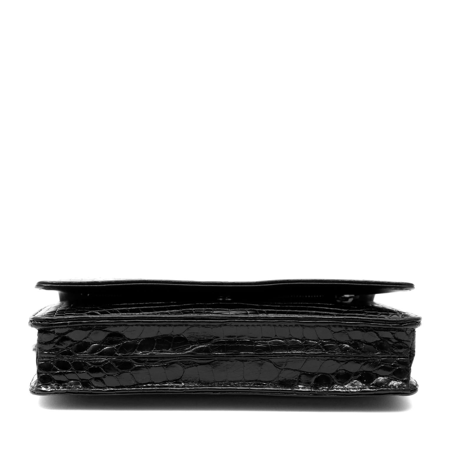 Women's Chanel Black Crocodile Wallet on a Chain WOC