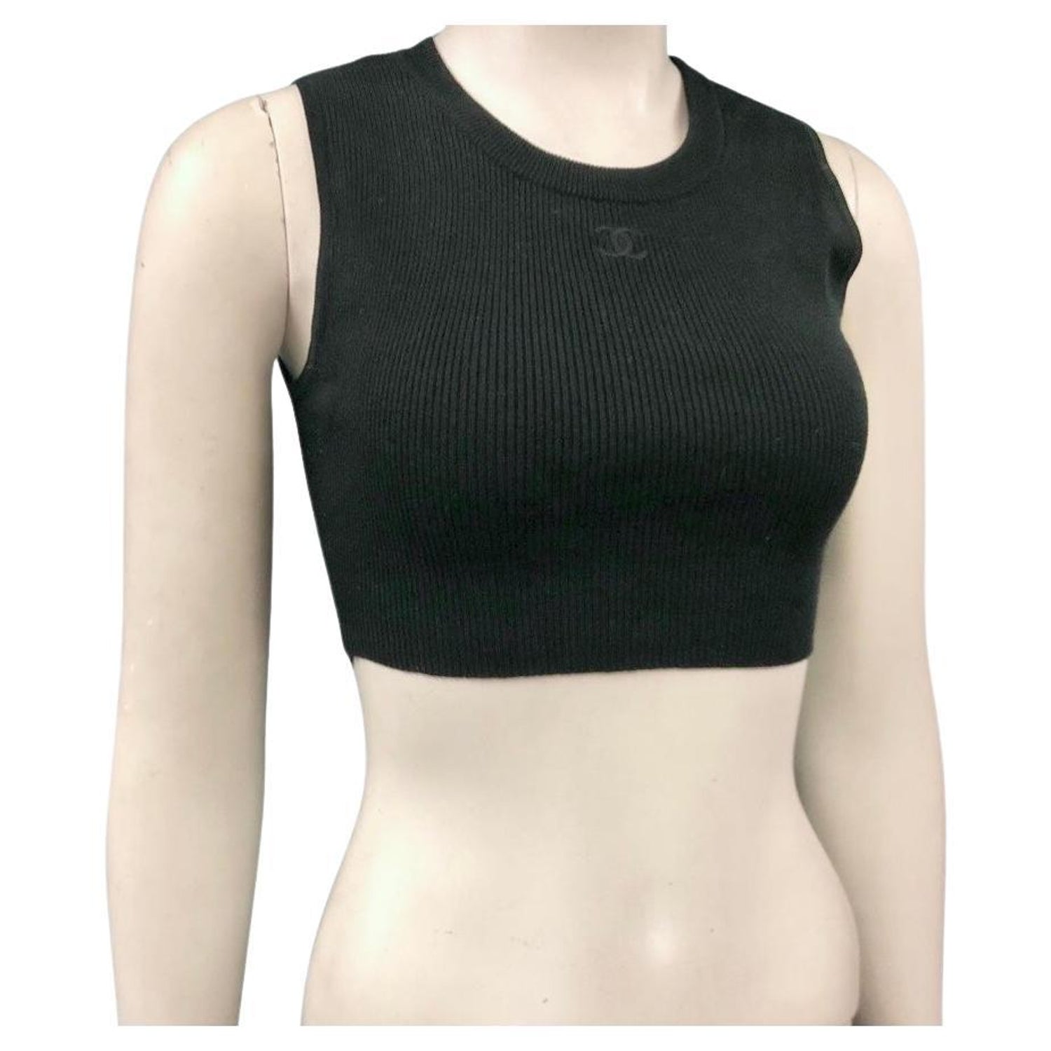 Chanel Black Cropped Top For Sale at 1stDibs