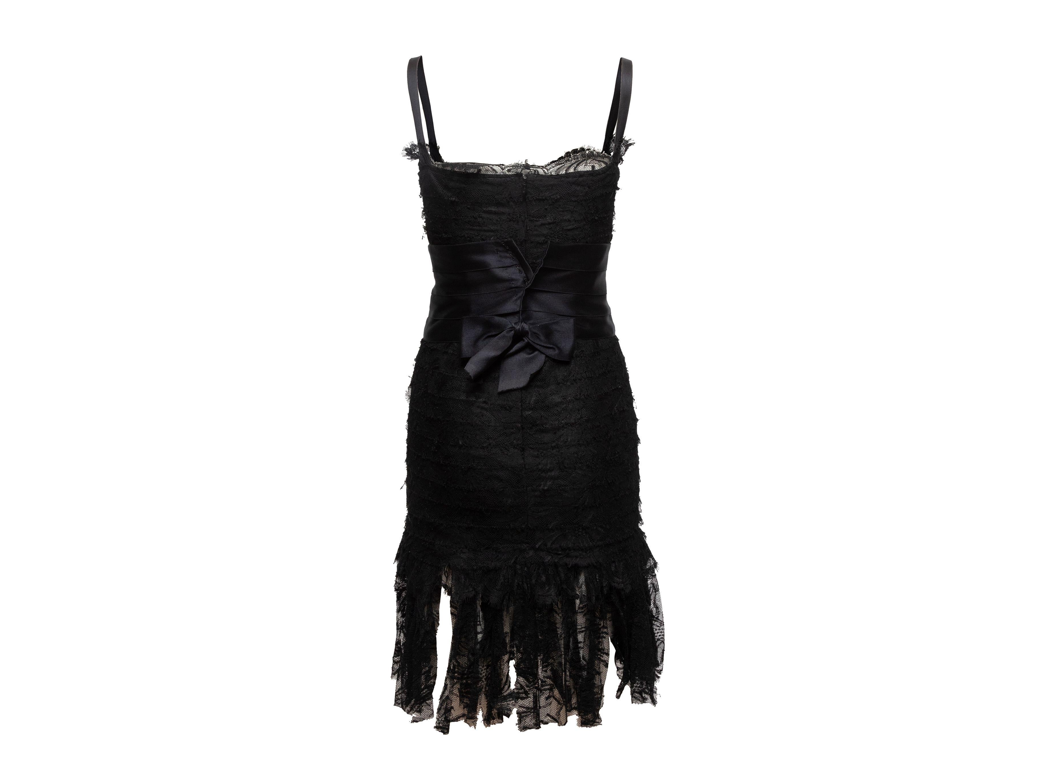 Chanel Black Cruise 2006 Tiered Lace Belted Dress 5