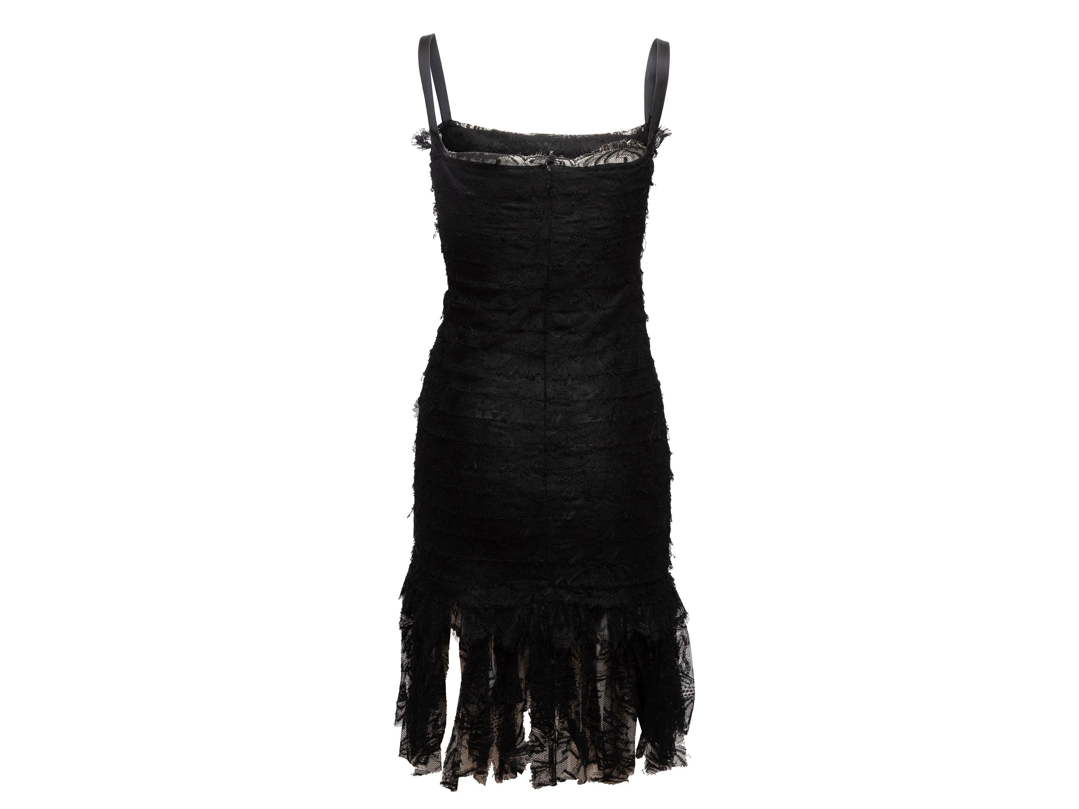 Chanel Black Cruise 2006 Tiered Lace Belted Dress 7