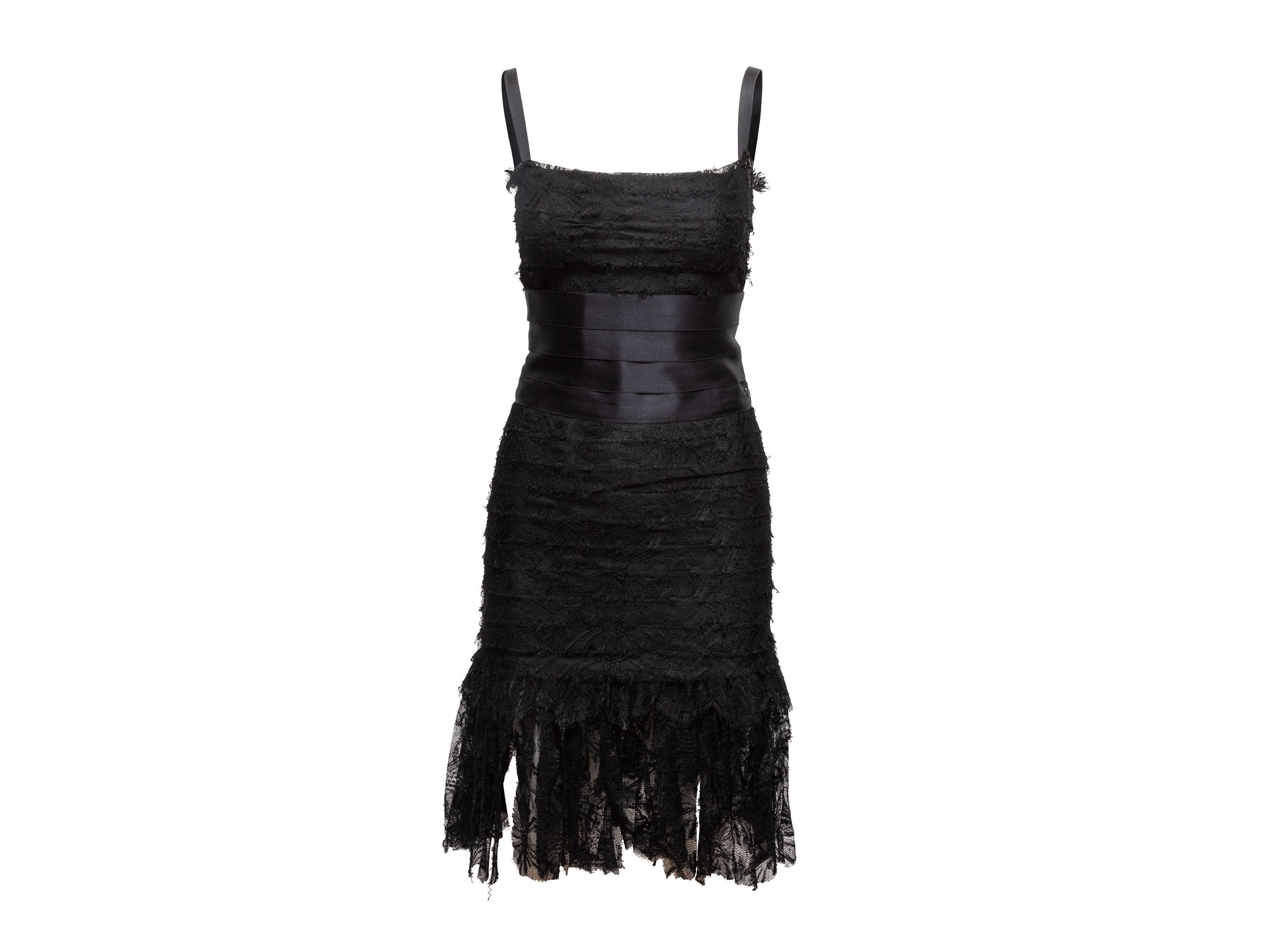 Chanel Black Cruise 2006 Tiered Lace Belted Dress 3