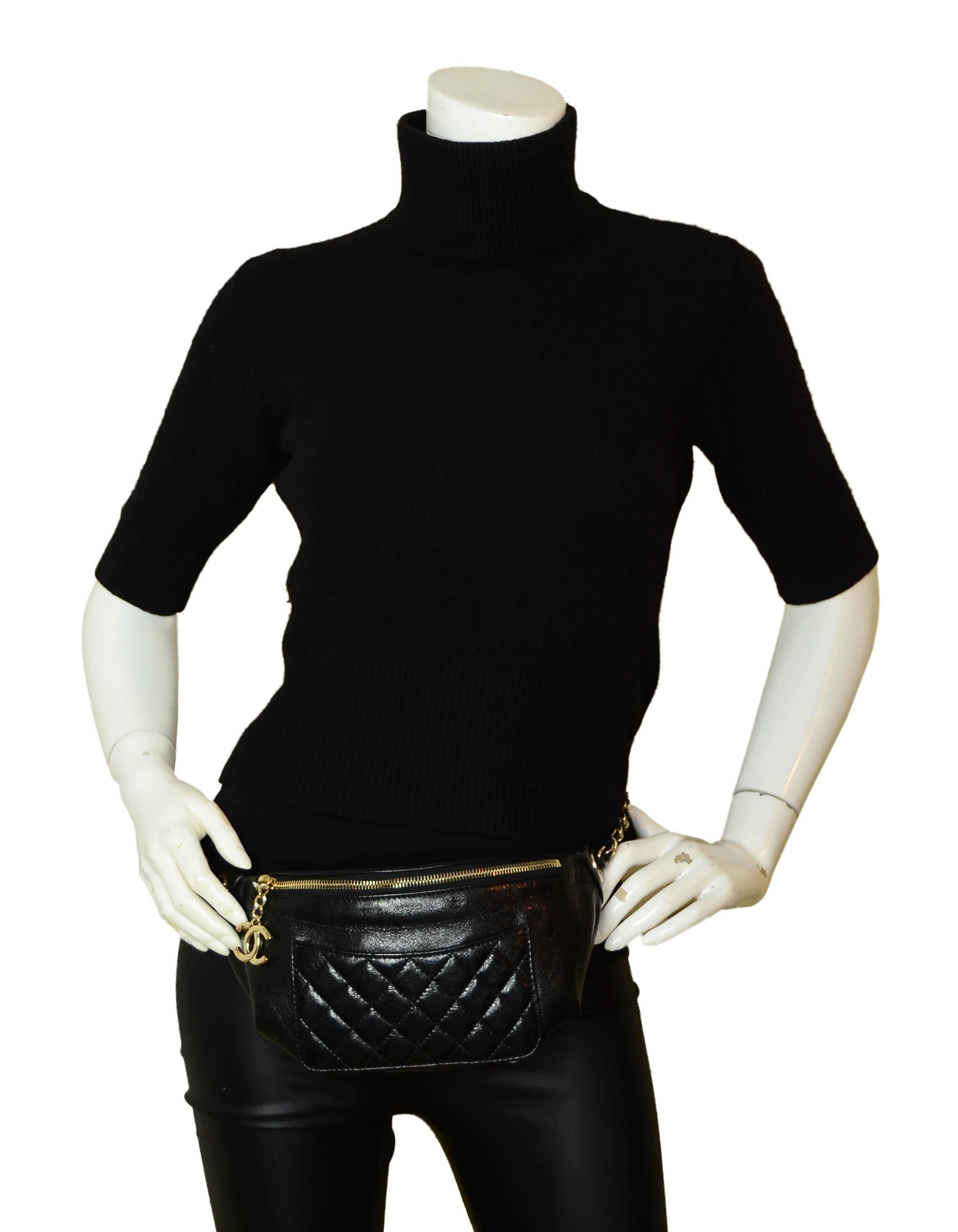 Chanel Black Crumpled Calfskin Bi Quilted Waist Bag Fanny Pack For Sale ...