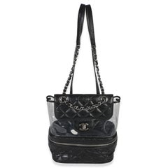 Chanel Black Crumpled Calfskin PVC Mini Backpack
