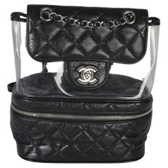 Chanel Black Crumpled Calfskin PVC Mini Backpack