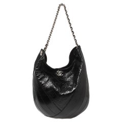 Chanel Black Crumpled Patent Leather Droplet Bag