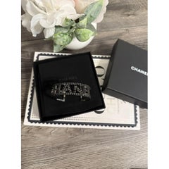 Chanel Black Crystal "CHANEL" Cuff Bracelet