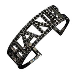Chanel Black Crystal "CHANEL" Cuff Bracelet