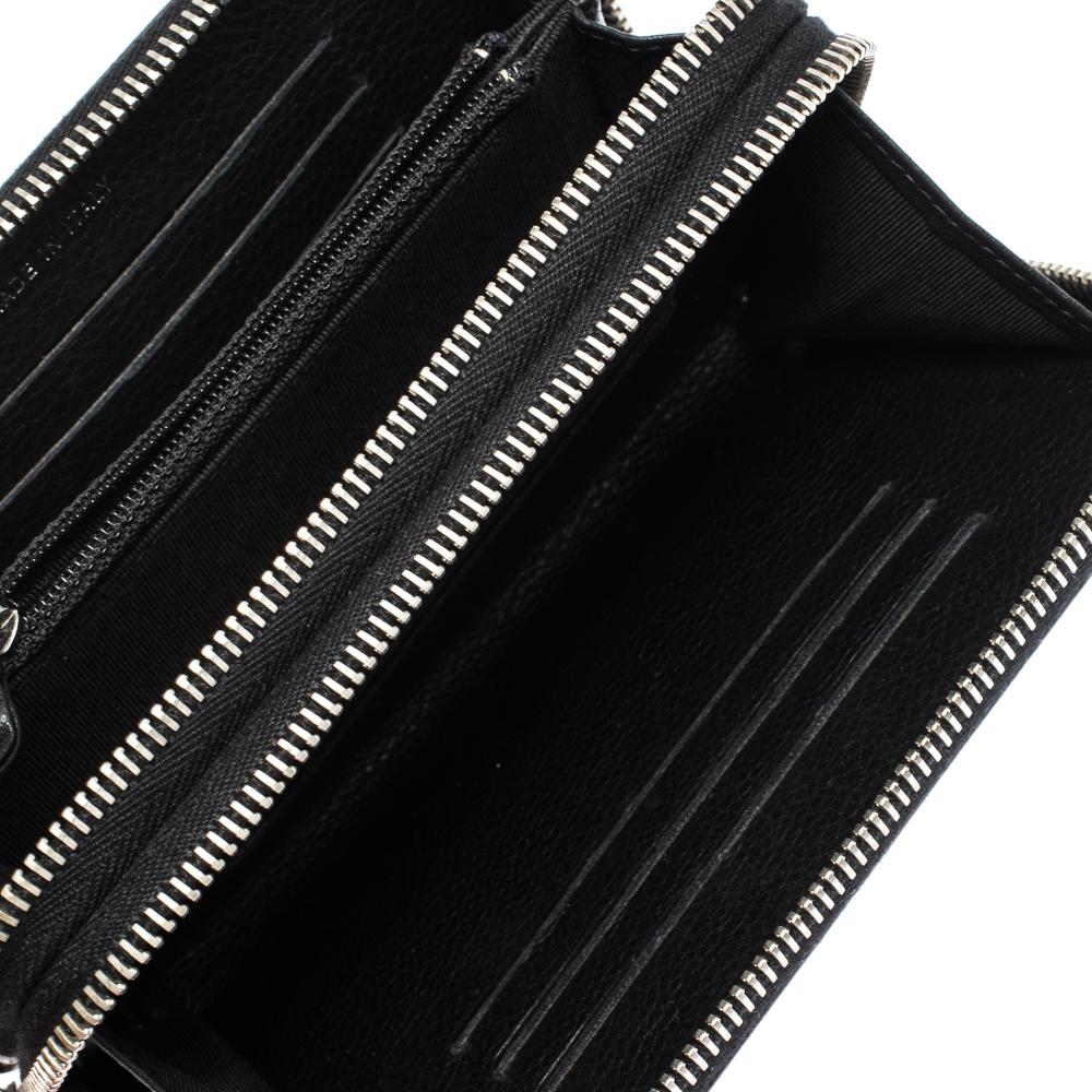 Chanel Black Crystal Embellished Leather Double Zip Wallet 14