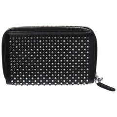 Chanel Black Crystal Embellished Leather Double Zip Wallet