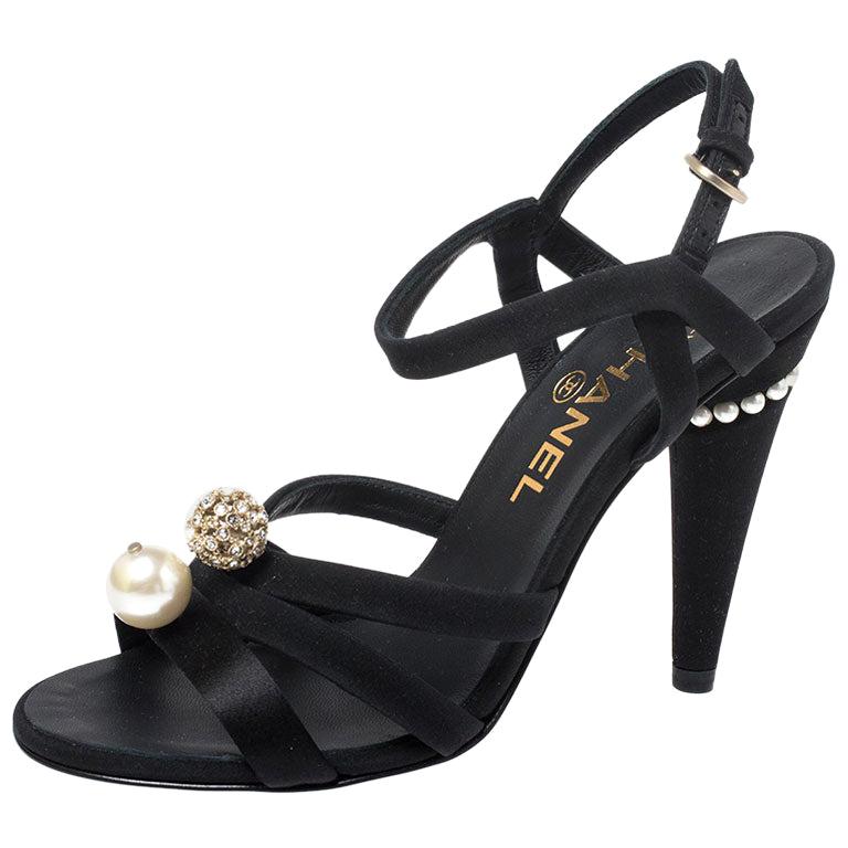 chanel black strappy sandals 8