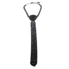 Chanel Black Crystal Embellished Statement Tie Necklace Chanel Black Crystal Embellished Statement Tie Necklace