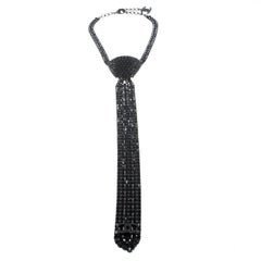 Chanel Black Crystal Embellished Statement Tie Necklace