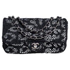 Chanel Black Crystal Embellished Tweed Jumbo Classic Single Flap Bag Chanel Black Crystal Embellished Tweed Jumbo Classic Single Flap Bag