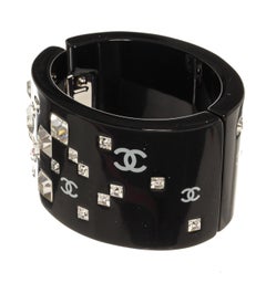 Chanel Black Crystallized Bangle