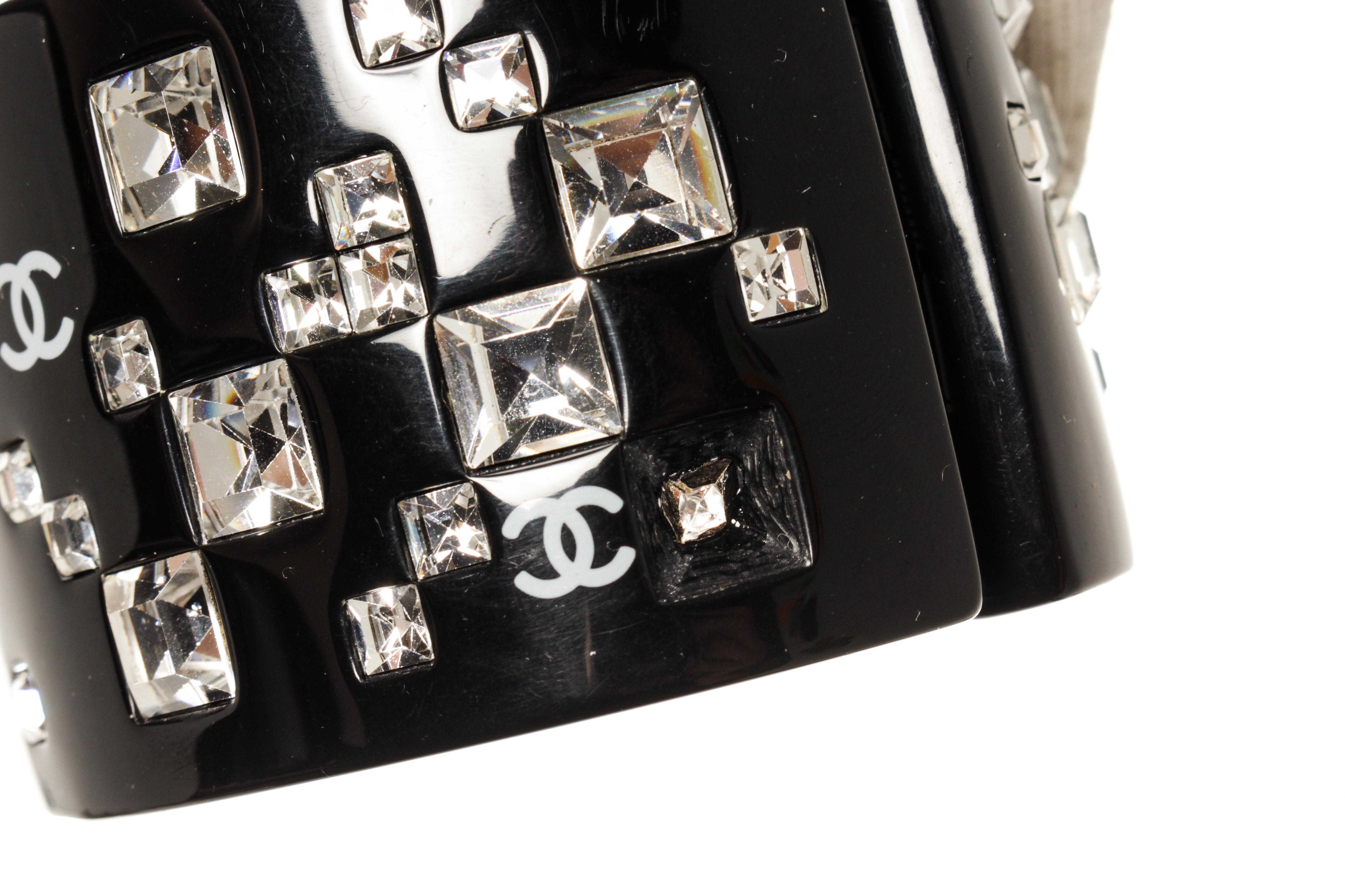 Chanel Black Crystallized Bangle For Sale 1