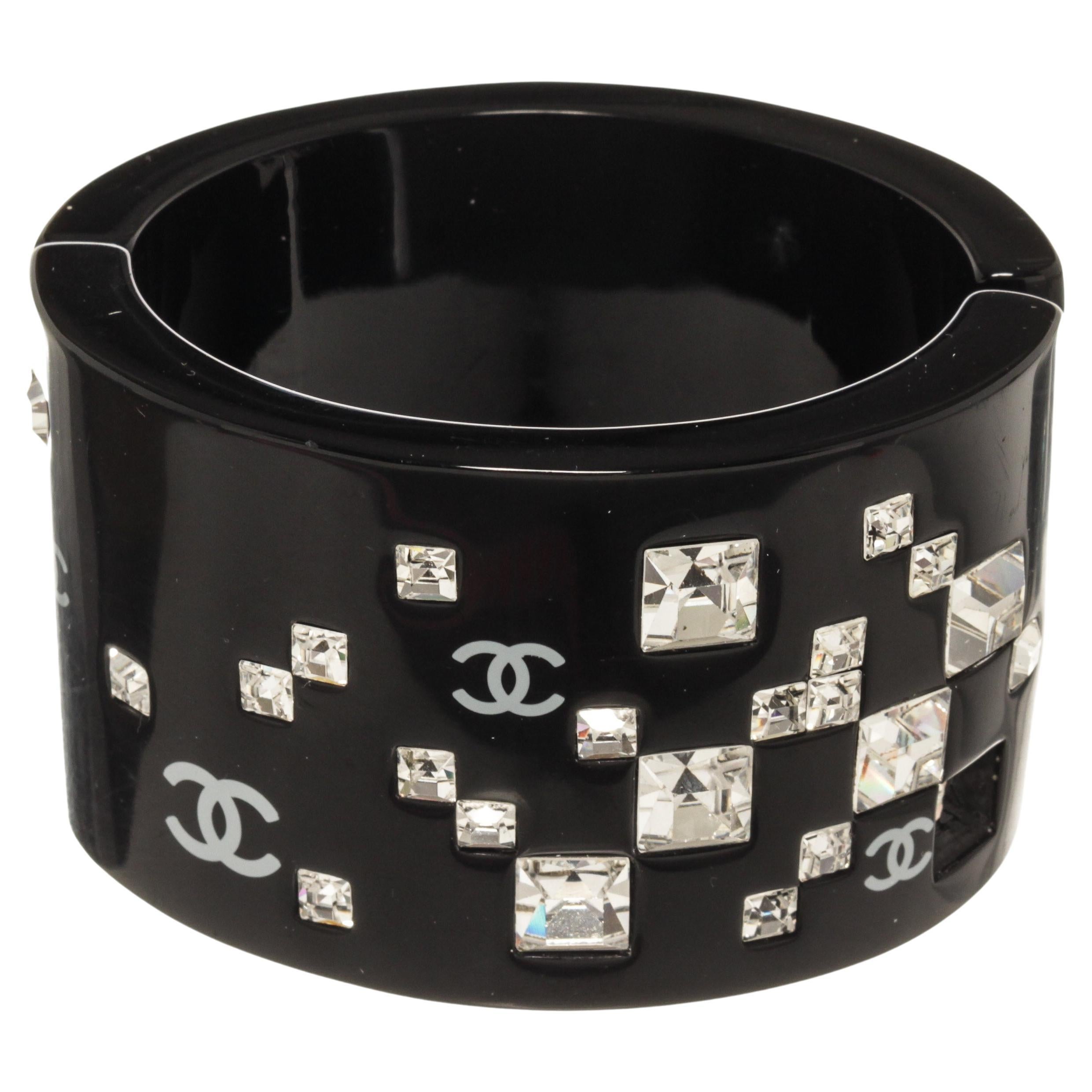 Chanel Black Crystallized Bangle