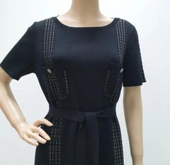 Chanel Black Cuba Short Sleeve Cotton Knitted Dress