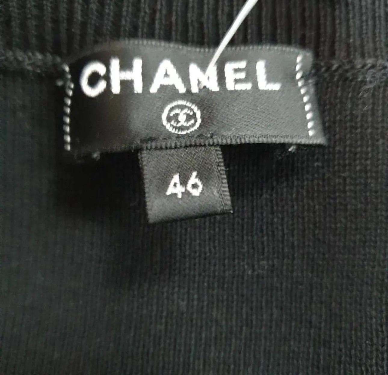Chanel Black Cuba Short Sleeve Cotton Knitted Dress In Excellent Condition For Sale In Krakow, PL