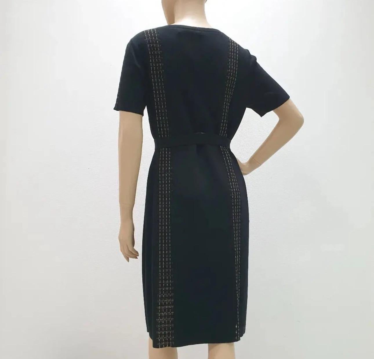 Chanel Schwarzes Cuba-Strickkleid mit kurzen Ärmeln aus Baumwollstrick Damen im Angebot