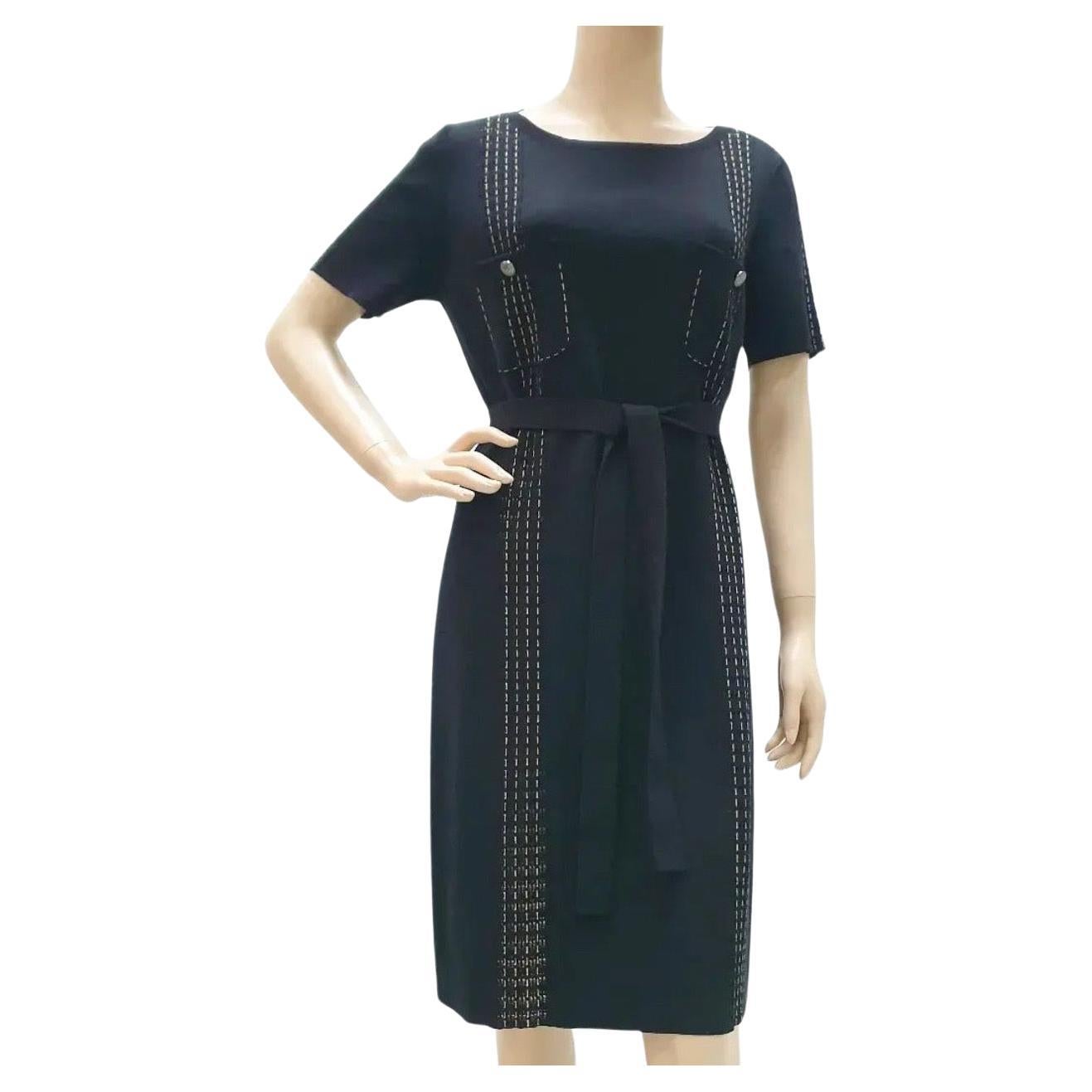 Chanel Black Cuba Short Sleeve Cotton Knitted Dress For Sale