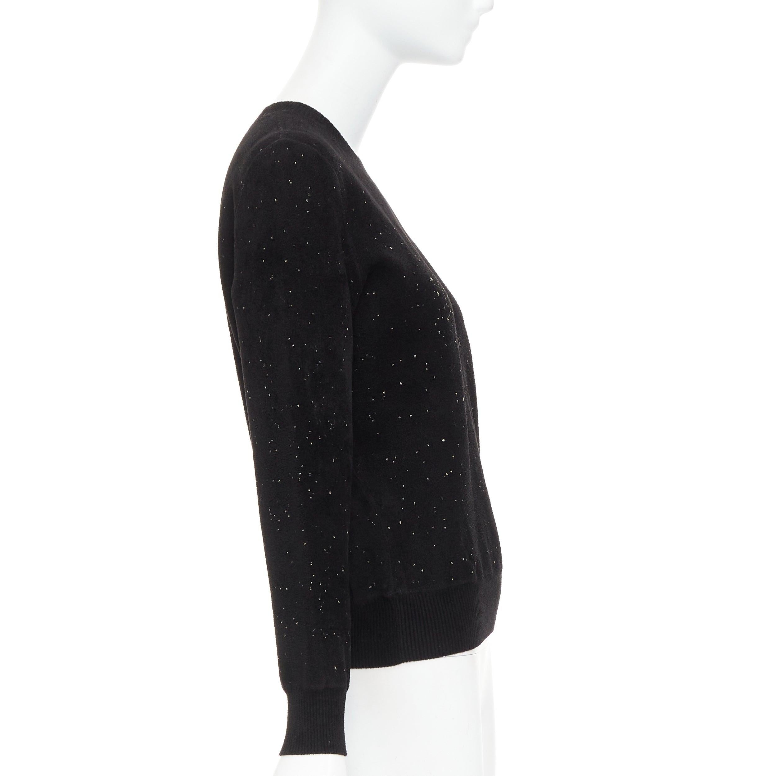 CHANEL black cupro blend CC starburst logo lurex long sleeve sweater FR36 S In Excellent Condition For Sale In Hong Kong, NT