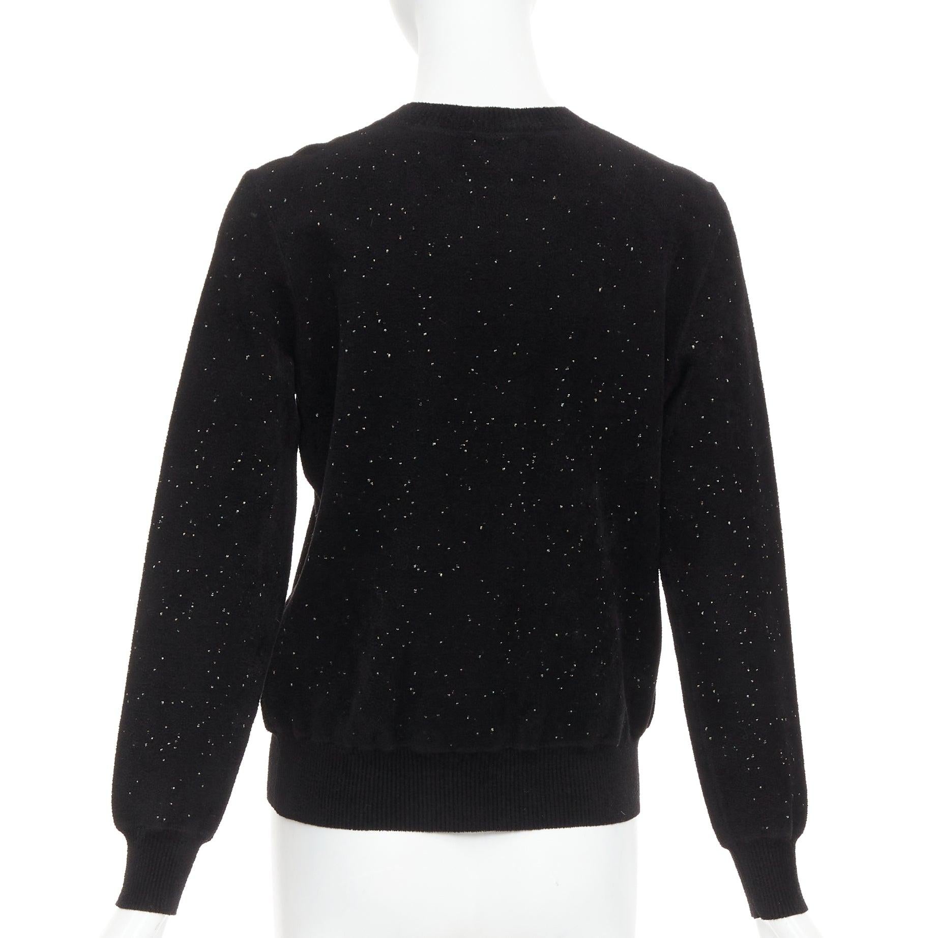 Women's CHANEL black cupro blend CC starburst logo lurex long sleeve sweater FR36 S For Sale