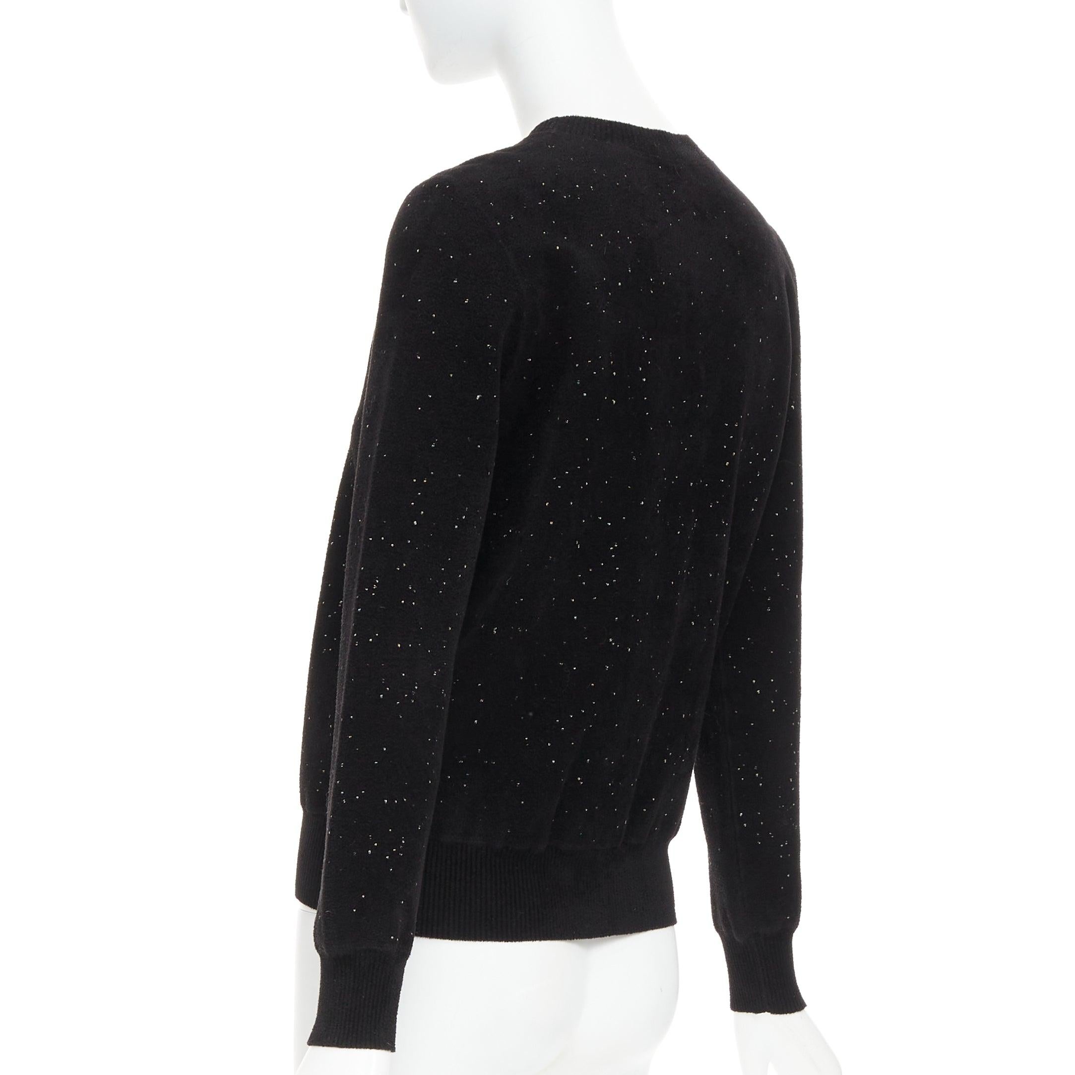 CHANEL black cupro blend CC starburst logo lurex long sleeve sweater FR36 S For Sale 1