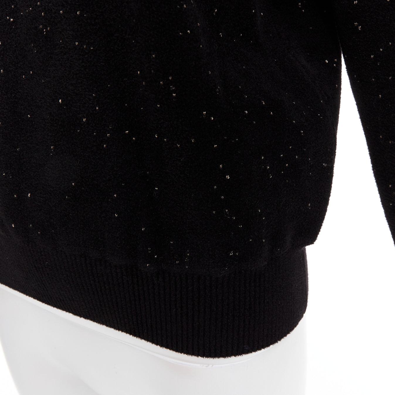 CHANEL black cupro blend CC starburst logo lurex long sleeve sweater FR36 S For Sale 2