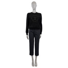 CHANEL black cupronickel 2017 17B CC LUREX Crewneck Sweater L